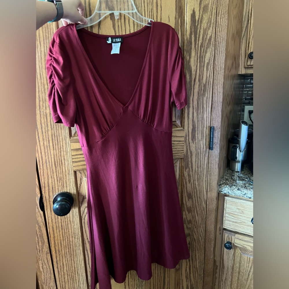 La Scala Women’s Maroon Thigh-Length/Mini Dress, S